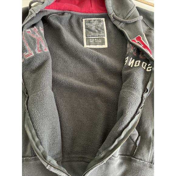 Oklahoma Sooners Hoodie Sweatshirt Embroidered Spellout Distressed Small Gray - Picture 9 of 9